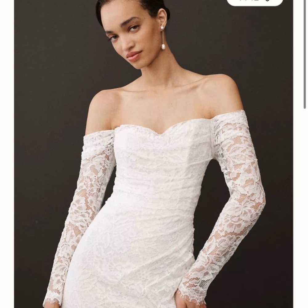 Anthropology - Long Sleeve Off the Shoulder Lace Wedding Gown